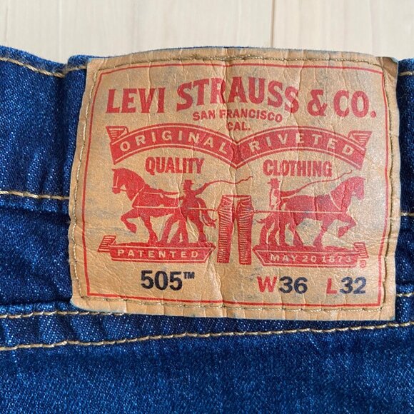 Levis 505 Mens Straight Leg Jeans W36 Classic Fit Blue Denim Made In Mexico - Picture 4 of 12